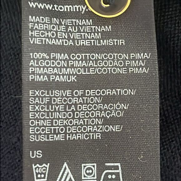 Tommy Hilfiger 100 % Pima Cotton Navy Sm Polka Dots Cardigan Button up Sz M - Picture 7 of 7